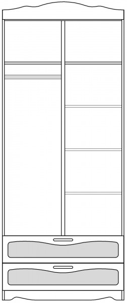Шкаф 2-х створчатый с ящиками серии Иллюзия 02 Бежевый в Оби - ob.mebel54.com | фото