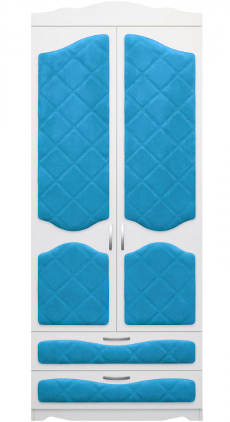 Шкаф 2-х створчатый с ящиками серии Иллюзия 84 Ярко-голубой в Оби - ob.mebel54.com | фото