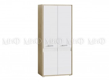 Шкаф 2-х створчатый спальня Фортуна (Дуб сонома/белый глянец) в Оби - ob.mebel54.com | фото