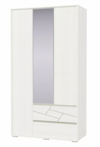 Шкаф 3-х дверный с ящиками Аделина 1200 Рамух белый в Оби - ob.mebel54.com | фото