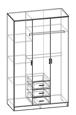 Шкаф 3-х створчатый комбинир с зеркалом Светлана (Венге/Дуб молочный) в Оби - ob.mebel54.com | фото