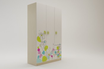 Шкаф 3-х створчатый с ящиками Флёр (Белый/корпус Клен) в Оби - ob.mebel54.com | фото