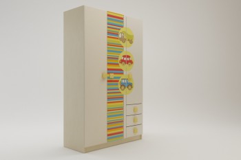 Шкаф 3-х створчатый с ящиками Клаксон (Бежевый/корпус Клен) в Оби - ob.mebel54.com | фото