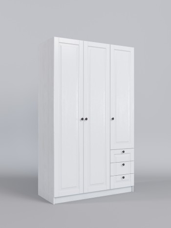 Шкаф 3-х створчатый с ящиками Классика (Белый/корпус Выбеленное дерево) в Оби - ob.mebel54.com | фото