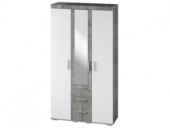 Шкаф 3-х створчатый ШК-30 МС Инстайл (бетон/белый) в Оби - ob.mebel54.com | фото