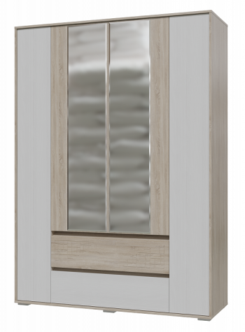 Шкаф 4-х дверный с ящиками Мальта 1600 Дуб сонома/Рамух белый в Оби - ob.mebel54.com | фото