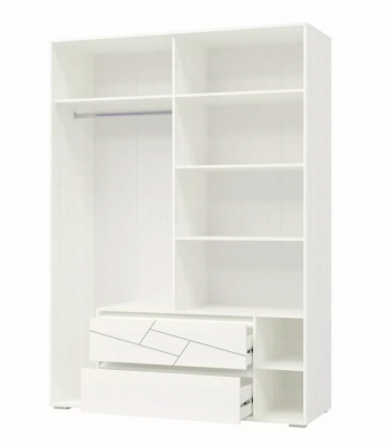 Шкаф 4-х дверный с ящиками Аделина 1600 Рамух белый в Оби - ob.mebel54.com | фото