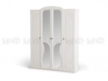 Шкаф 4-створчатый Мария (Белый глянец) в Оби - ob.mebel54.com | фото
