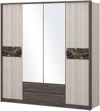 Шкаф четырехстворчатый с зеркалом Шк69.1 Николь в Оби - ob.mebel54.com | фото