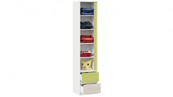 Шкаф для белья комбинированный «Сканди» Дуб Гарден/Белый/Зеленый в Оби - ob.mebel54.com | фото