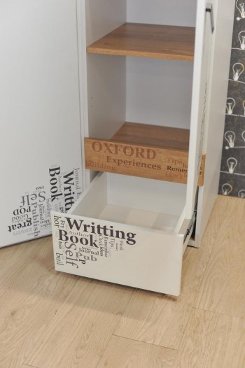 Шкаф для белья «Оксфорд» (Ривьера/Белый с рисунком) в Оби - ob.mebel54.com | фото