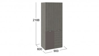 Шкаф для одежды с 1 дверью и 1 с ЛКП «Либерти» Хадсон/Фон Серый в Оби - ob.mebel54.com | фото