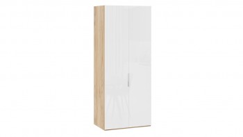 Шкаф для одежды с 2 глухими дверями «Эмбер» Яблоня Беллуно/Белый глянец в Оби - ob.mebel54.com | фото