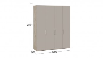 Шкаф для одежды с 4 глухими дверями «Эмбер» Баттл Рок/Серый глянец в Оби - ob.mebel54.com | фото