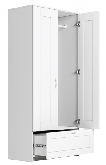 Шкаф двухдверный Сириус с 1 ящиком белый в Оби - ob.mebel54.com | фото