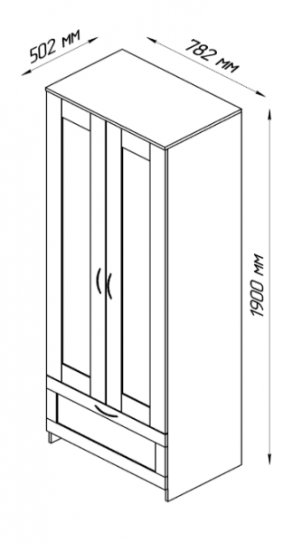 Шкаф двухдверный Сириус с 1 ящиком дуб сонома в Оби - ob.mebel54.com | фото