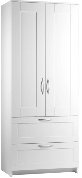 Шкаф двухдверный Сириус с 2 ящиками белый в Оби - ob.mebel54.com | фото