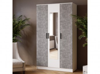Шкаф комбинированный Ларс (1,2) с зеркалом белый/ателье светлое в Оби - ob.mebel54.com | фото