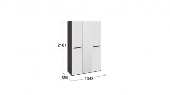 Шкаф комбинированный с 3-мя дверями «Фьюжн» Белый глянец/Венге Линум в Оби - ob.mebel54.com | фото