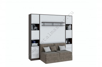 Шкаф-кровать с диваном БЕЛА с полкой ножкой в Оби - ob.mebel54.com | фото