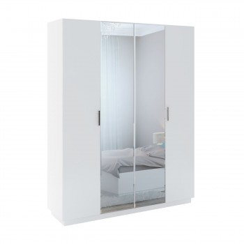 Шкаф с зер. 4 двери М22 Спальня Тиффани (белый текстурный) в Оби - ob.mebel54.com | фото