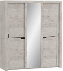 Шкаф трехдверный Соренто с раздвижными дверями Дуб бонифаций/Кофе структурный матовый в Оби - ob.mebel54.com | фото