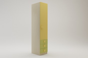 Шкаф угловой (секция с ящиками) Смайли (Желтый/Зеленый/корпус Клен) в Оби - ob.mebel54.com | фото