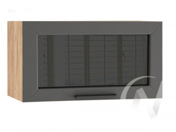 Шкаф верхний Глетчер ШВГС 600 (Маренго Силк/дуб крафт золотой/горизонт/стекло) в Оби - ob.mebel54.com | фото