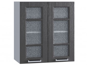 Шкаф верхний со стеклом 600, ШВС 600 (Клен серый/корпус белый) в Оби - ob.mebel54.com | фото