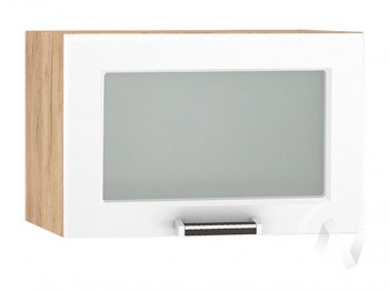 Шкаф верхний со стеклом Прага ШВГС 500 (Белое дерево/корпус дуб крафт золотой) в Оби - ob.mebel54.com | фото