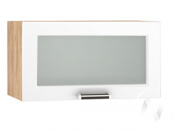 Шкаф верхний со стеклом Прага ШВГС 600 (Белое дерево/корпус дуб крафт золотой) в Оби - ob.mebel54.com | фото