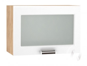 Шкаф верхний со стеклом Прага ШВГС 609 (Белое дерево/корпус дуб крафт золотой) в Оби - ob.mebel54.com | фото