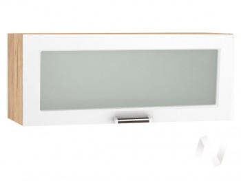 Шкаф верхний со стеклом Прага ШВГС 800 (Белое дерево/корпус дуб крафт золотой) в Оби - ob.mebel54.com | фото