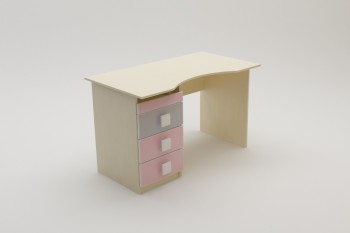 Стол (столешница с выемкой) Грэйси (Розовый/Серый/корпус Клен) в Оби - ob.mebel54.com | фото