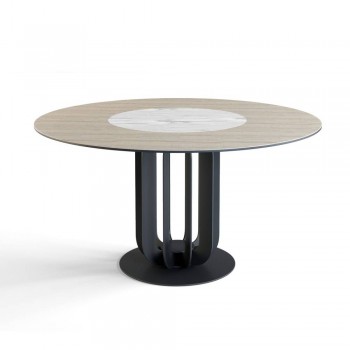 Стол круглый Rotor (160), шпон + керамика светлая в Оби - ob.mebel54.com | фото