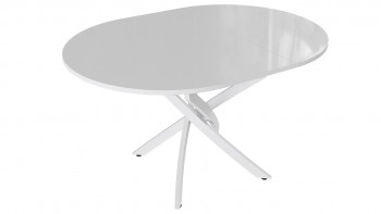 Стол обеденный «Diamond» Тип 3 (Белый муар/Белый глянец) в Оби - ob.mebel54.com | фото