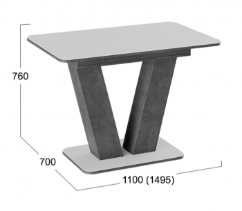 Стол раздвижной «Чинзано» Тип 1 (Моод темный/стекло белое матовое) в Оби - ob.mebel54.com | фото