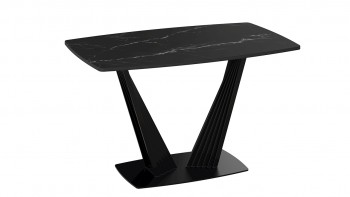 Стол раздвижной «Фабио» Тип 1 (Черный муар/Стекло черное) в Оби - ob.mebel54.com | фото