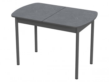 Стол раздвижной Франк 2 пластик (будда/графит, подстолье прямое) в Оби - ob.mebel54.com | фото