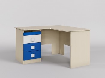 Стол угловой Скай люкс (Синий/Белый/корпус Клен) в Оби - ob.mebel54.com | фото