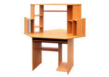 Угловой компьютерный стол (Вишня Оксфорд) в Оби - ob.mebel54.com | фото
