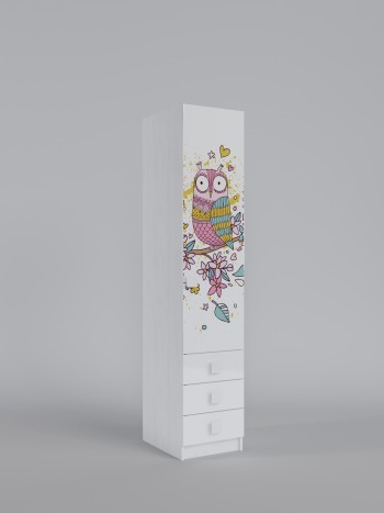 Угловой шкаф с ящиками Совушки (Белый/Выбеленное дерево) в Оби - ob.mebel54.com | фото