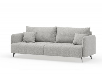Валериан диван трёхместный прямой Светло-серый, ткань RICO FLEX 108 в Оби - ob.mebel54.com | фото